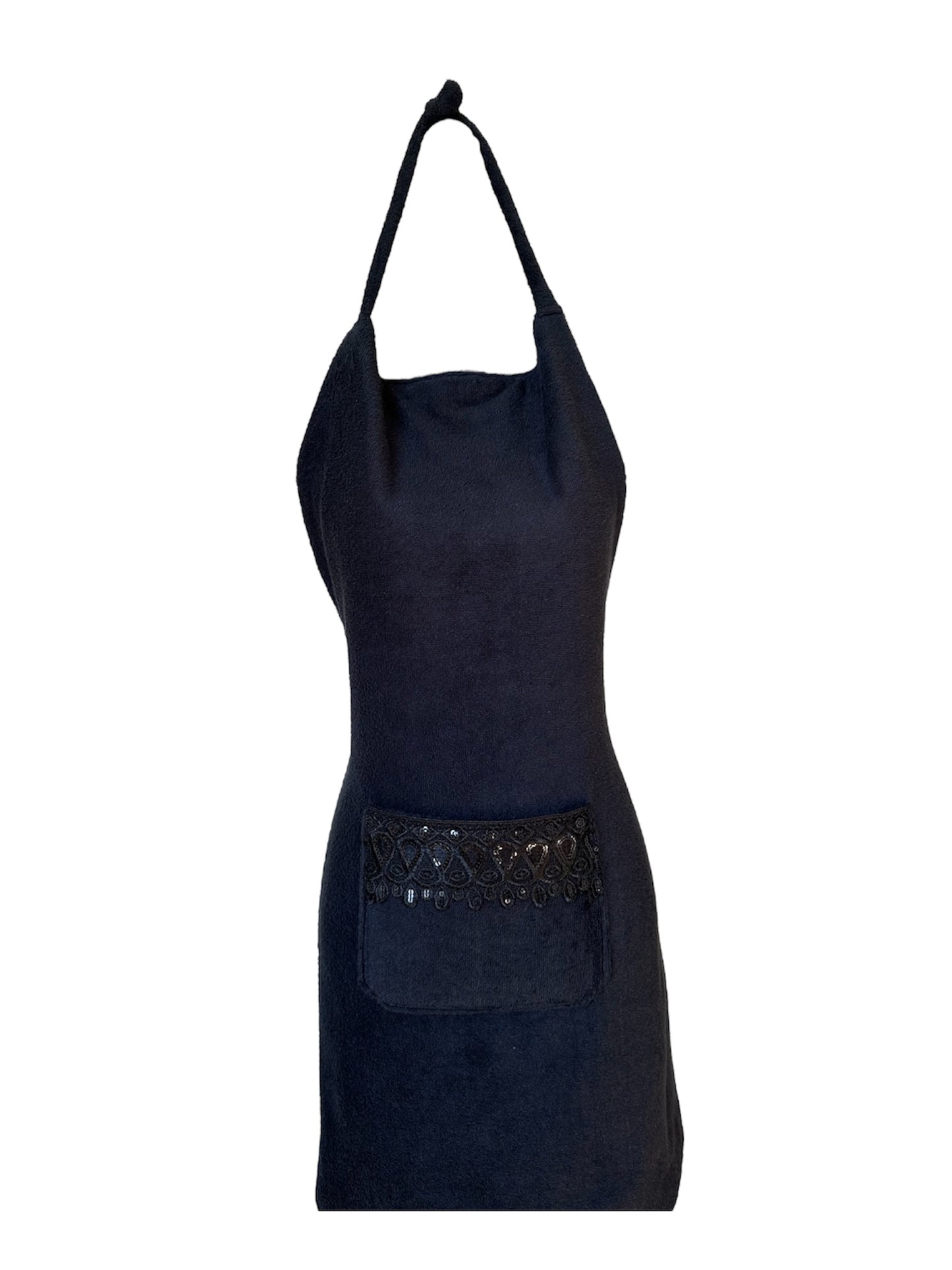 Tablier imperméable long noir Strass