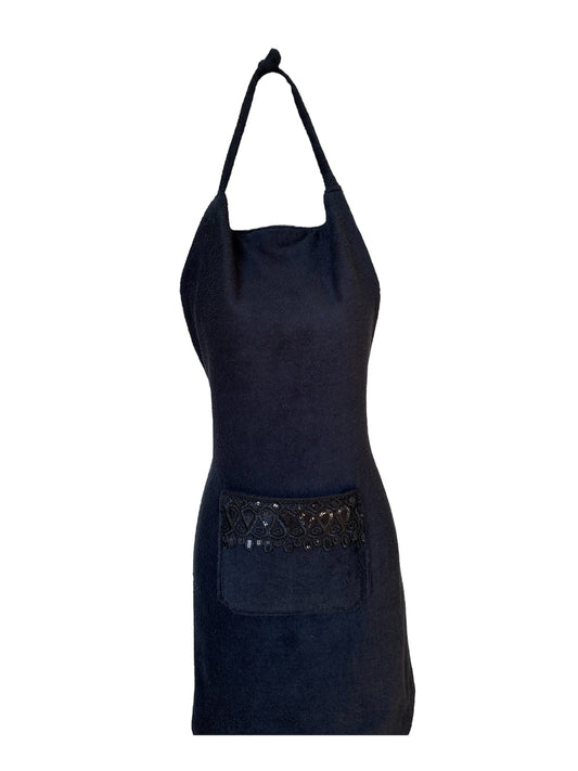 Tablier imperméable long noir Strass